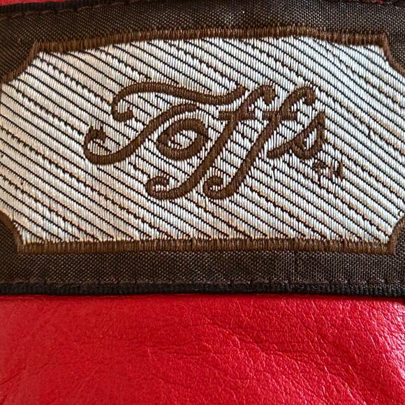Vintage Toffs Red Leather Jacket 1980s Size small - Picture 7 of 9